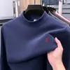 Exportação Transfronteiriça Camiseta Masculina de Manga Longa Bordada com Pônei de Alta Qualidade Gola Alta Meia Camisa Base de Veludo Alemão Roupa Íntima Masculina