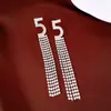 Brincos de agulha prateada com franjas de número 5 cravejadas de diamantes, brincos statement luxuosos e de alta qualidade, brincos versáteis de moda europeia e americana transfronteiriça