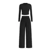 Conjunto Amazon transfronteiriço europeu e americano: calça casual de perna larga da moda, com cadarço, cor sólida, acinturada, para outono e inverno