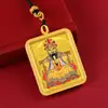 Tibet Metade Pintado à Mão Dourado Thangka Wu Ye Tara Verde Deus Amarelo da Riqueza Doze Signos do Zodíaco Thangka Pingente de Colar