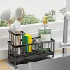Prateleira de armazenamento de cozinha esponja Pano de limpeza branco Suporte para armazenamento de detergente Suporte para toalha de mesa Suporte de escorredor de pia Aço inoxidável