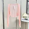 Cárdigan de punto con protección solar, Chal de verano fino para mujer, Top corto de seda helada, Blusa de manga larga, Chaqueta corta para la cintura