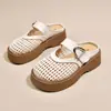 Bolsa de Rede Chinelos de Cabeça Mulheres 2026 Verão Novo Estilo Roupa Externa Sola Grossa Oco Respirável Slip-on Pessoa Preguiçosa Meio Chinelos Mulheres