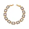 Pulsera Rectangular Geométrica de Zirconia para Mujer, Lujo Ligero, Gama Alta, Pulsera de Moda Europea y Americana, Llena de Diamantes, Joyería de Mano Elegante y Versátil