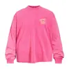 Camiseta de manga comprida com estampa de letras desgastada, corte solto, estilo de rua moderno, top casual de gola redonda masculino para primavera/outono