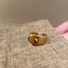Anel Vintage Dourado com Girassol e Olho de Tigre, Anel Aberto, Temperamento, Alta Qualidade, Design Exclusivo.