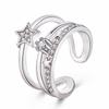 WISH anillo de oferta especial Anillo de cola de estrella de cinco puntas de doble capa de moda estilo coreano para mujer Anillo abierto dulce con incrustaciones de diamantes anillo