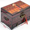 Caja de joyería de laca de Pingyao, caja de regalo de boda retro de madera, caja de maquillaje de novia, artesanía roja del patrimonio cultural inmaterial chino.