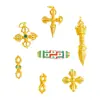 Color duradero no se decolora arena de Vietnam oro nueve ojos cuentas cruz diamante mortero colgante con agujero pasante accesorios diy collar cadena de suéter