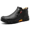 Sapatos de Segurança em Couro Bovino com Biqueira de Aço Plástico, Antichoque e Antipuncture, Sapatos de Trabalho para Obra, Sapatos de Segurança Impermeáveis, Sola Macia, Sapatos Resistentes ao Desgaste para Soldador