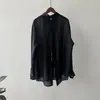 Camisa Blanca de Tencel con Protección Solar para Mujer Verano Nuevo Estilo Chino Estilo Nacional Espalda con Abertura Manga Larga Camisa Ropa Exterior Top Delgado Chaqueta