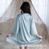 Suqing - Pijamas cómodos de primavera y verano para mujer, sin espalda, con encaje bordado, cárdigan, ropa para el hogar
