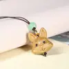 Nuevo Colgante de Cadena para Teléfono Móvil de Conejito Lindo de Sándalo Verde y Palo de Rosa Colgante Zodiacal de Conejo DIY Accesorios para Pareja Hombre y Mujer