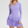 Nuevo Top Básico de Yoga de Manga Larga con Cuello en V Transfronterizo para Mujer, Elástico, Ajustado, Versátil, Favorecedor, Ceñido, Adecuado como Ropa Exterior y como Capa Base
