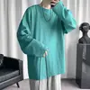 Camiseta Blanca Pura de Manga Larga para Hombre Otoño Primavera Ropa Interior Holgada Camisa Base Ropa de Otoño para Niños Top Delgado Moderno