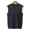 Chaleco de lana para hombre de otoño e invierno, 60% lana, cuello en V, talla grande, chaleco de punto formal tipo jersey, chaleco casual sin mangas para hombres jóvenes y de mediana edad