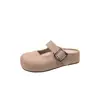 Pantuflas de Moda de Lino Tejido con Suela Gruesa, Punta Cerrada, para Mujer, Nuevas de Verano, Versátiles, Casuales, Cómodas, Estilo Mary Jane
