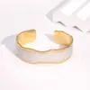 Pulsera Nueva de Acero Inoxidable Transfronteriza Abierta Moda Lujo Accesible Estilo Chapado en Oro de 18K Goteo de Aceite No se Desvanece Pulsera de Acero de Titanio para Mujeres