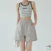 Shorts de Trabalho Secagem Rápida Estilo Americano Cintura Tridimensional Feminino Verão 2026 Novo Cintura Alta Solto Fino Perna Larga Calça Reta