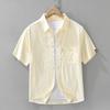 8098 Camisa de Color Sólido Fresca de Manga Corta Estilo Japonés Moda Versátil Artística Casual Holgada Superior Ropa para Hombre Venta al por Mayor