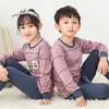Ropa interior térmica para niños, tops y pantalones de algodón puro para niños en otoño, conjunto de pijama para niñas, camiseta de algodón de capa base para niños pequeños y estudiantes