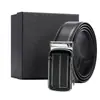 Cinturón de Cuero Personalizado para Hombre de Cuero Genuino Hebilla Automática Cinturón de Cintura de Piel de Vaca Logo Impreso a Color Regalo de Negocios Hebilla de Trinquete Cinturón de Cuero de Primera Capa para Hombre