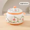 Panela de Sopa Grande Capacidade Pintada à Mão para Uso Doméstico de Uma Pessoa, Panela de Sopa com Duas Alças e Tampa Dupla, Panela de Cozimento Lento Comercial para Cozinha, Recipiente de Óleo