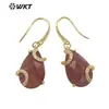 WT-E688 Pendientes Cortos de Gancho para Mujer Estilo Noble y Frío Piedra Semipreciosa Circonita Microincrustada para Regalo de Cumpleaños de Niñas