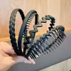 Faixa de Cabelo Preta Fosca com Dentes Antiderrapantes para Segurar Cabelos Quebrados, Faixa para Aplicar Máscaras Faciais, Lavar o Rosto, Grampo de Cabelo Masculino, Acessório de Cabelo