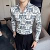 Nova camisa masculina da moda manga longa camisa estampada da moda slim polegada vestuário versão de coleta de fornecimento transfronteiriça-P5X20