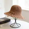 Nuevo Estilo Primavera y Verano 2026 Sombrero de Algodón y Lino Hueco para Mujer, Sombrero de Sol de Verano con Protección Solar, Plegable y Transpirable, Estilo Coreano con Ala Ancha