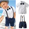 Traje de tres piezas para niño, estilo caballero, con shorts, camisa de manga corta, corbata de tiras, múltiples piezas, transfronterizo, verano, nueva moda europea y americana