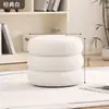 Banqueta Baixa Empilhável de Lã de Cordeiro para Uso Doméstico, Banquinho para os Pés de Sala de Estar, Banqueta de Maquiagem para Quarto, Banqueta para Trocar Sapatos na Entrada, Almofada de Assento Fofa para Apartamento Pequeno