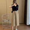 Pantalones Capri de Seda de Hielo para Mujer Verano Delgados 2024 Nuevo Estilo Talla Pequeña más talla Niña Gordita Pantalones de Pierna Ancha Casuales Pantalones Línea A