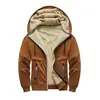 Cardigan con capucha de lana de cordero para hombre de talla europea transfronteriza, chaqueta cálida de invierno con capucha y forro polar para hombre