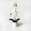 Planta artificial de orquídea phalaenopsis de 6 flores estilo europeo en maceta para decoración del hogar y la sala de estar, bonsái de planta verde con tacto realista, adorno de maceta de flores artificiales