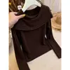 Suéter de punto único y hermoso color café, perfecto como chal o suéter, un top elegante y con estilo para mujeres en otoño