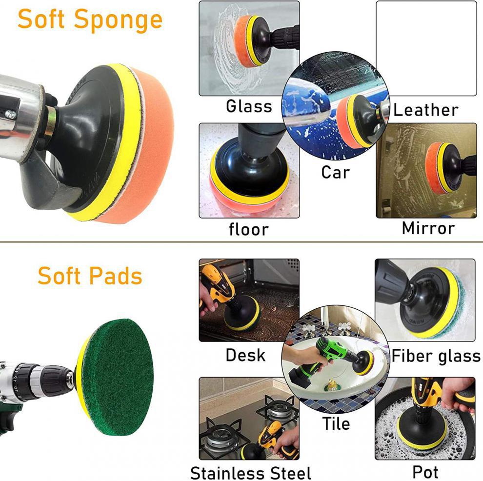清洁钻刷 7 件钻刷附件瓷砖洗涤器清洁刷套装，用于电钻清洁浴
