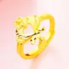 Areia do Vietnã Coroa de Ouro anel aberto moda feminina banhado a ouro 24k real anel de coração para meninas para enviar anel de namoradas