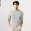 Camiseta Simples de Manga Curta Estilo Japonês Tendência de Verão Mais Vendida para Homens, Estilo Old Money, Caimento Solto, Malha Casual Emagrecedora para Homens