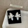 Brincos de Zircônia e Pérola com Laço Estilo Nicho de Luxo Leve para Mulheres, Elegantes e Versáteis, Brincos Populares da Tendência Online
