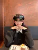 Gorra de Cuero Fumeng con Forma Estructurada y Ancha, Hace que la Cara Parezca Más Pequeña, Gorra Octagonal Retro, Boina Versátil de Estilo Japonés para Otoño e Invierno para Mujer