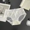 Primavera 2026 Satén de Hielo Seda Malla Encaje Francés Delgado Transparente Amigable con la Piel Ropa Interior para Niñas Bragas de Cintura Media Puro Deseo