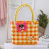Bolso de Mano de Niña Colorido Bolso Tejido Bolso Cuadrado Pequeño Informal Versátil para Niña Bolso de Mano para Viaje Diario Cesta de Compras
