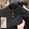 Suéter de Lã Tricotado Masculino Gola Redonda Pulôver Jaqueta 2026 Outono/Inverno Aconchegante Quente Solto Casual para Camadas