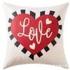 Funda de almohada para el Día de San Valentín transfronteriza, Funda de cojín para sofá de lino para el hogar con estampado, Funda de cojín colorida y apta para la piel para la oficina