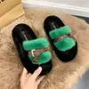 Nuevas Pantuflas Peludas de Suela Gruesa para Mujer 2026, Pantuflas de Felpa de Algodón de Moda con Hebilla para Uso Exterior en Otoño e Invierno