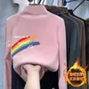 Y2111# Camiseta Base de Veludo Infantil Outono e Inverno Gola Meia-alta Meninos e Meninas Estilo Estrangeiro Coringa Top