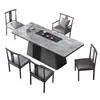 Mesa de Té y Sillas de Pizarra de Lujo Ligero Simples para Oficina y Hogar, Mesa de Té Estilo Italiano con Tetera Integrada