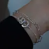 Pulsera Anillo Doble Minimalista Estrellada para Año Nuevo, Joyería Brillante Única y Sencilla, Popular en Xiaohongshu
